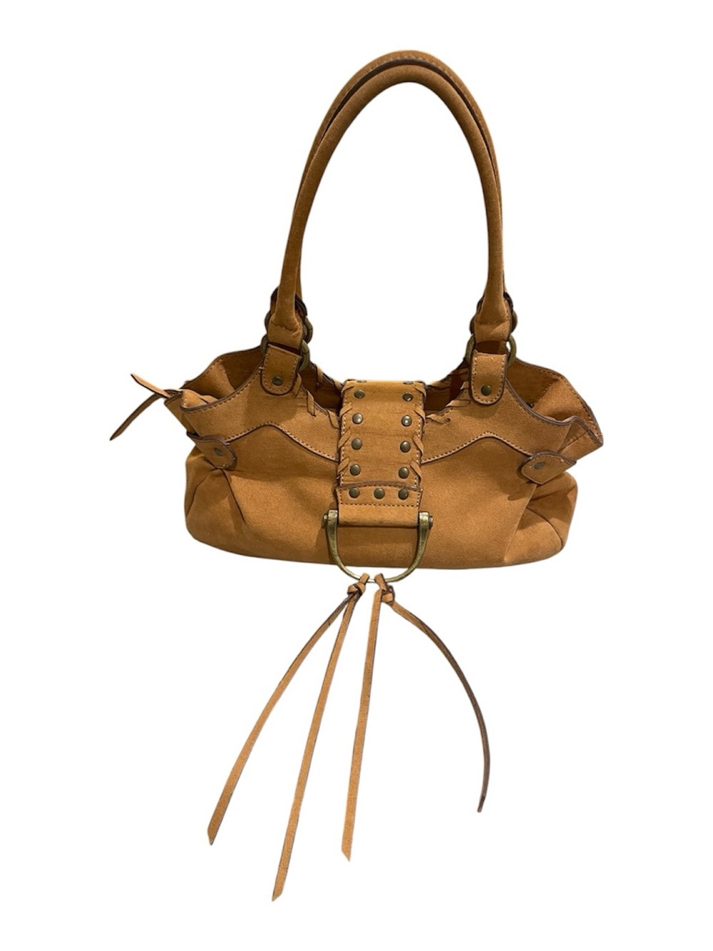 Cato Cognac Faux Leather Hobo Shoulder Bag Boho Whipstitch Purse